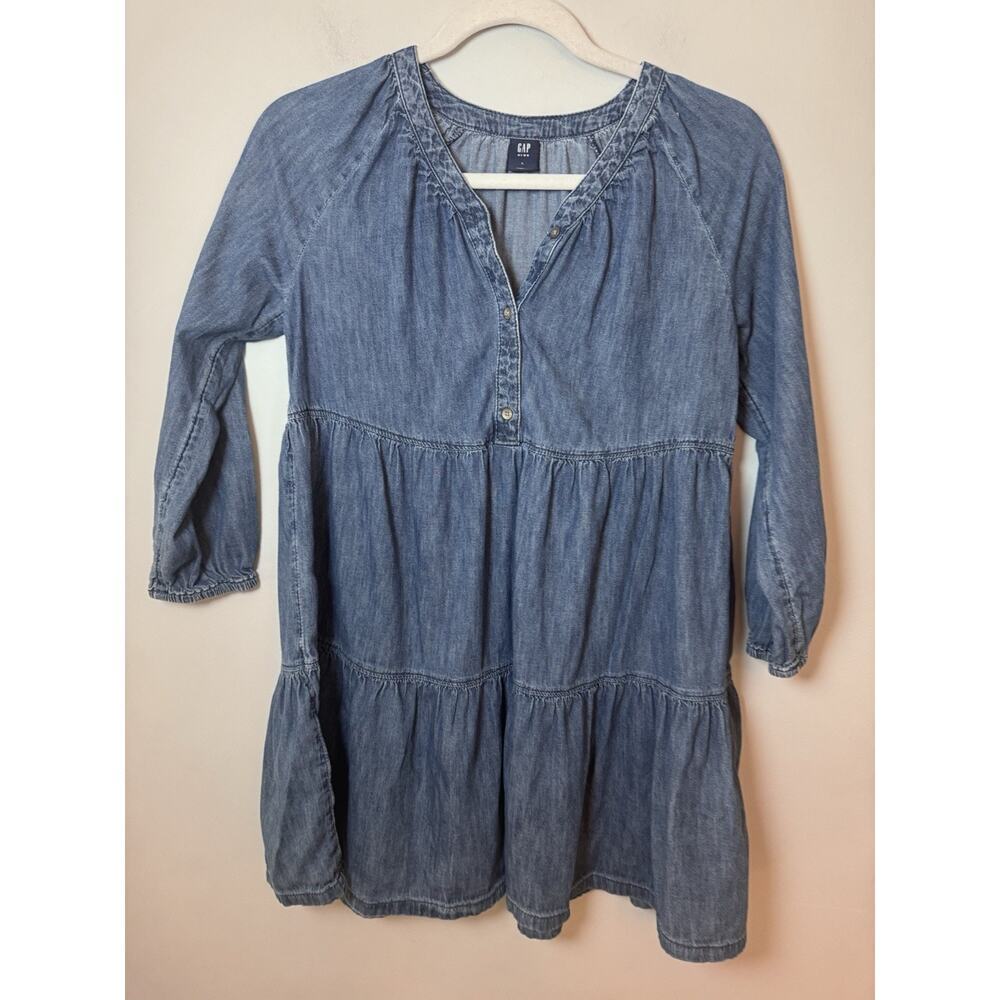 Gap Kids Girls Denim 3/4 Sleeve Dress Sz L 10/12